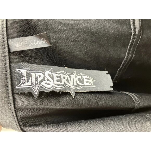 M Vintage lip Service Black Tank Mesh Panel Buckle Shoulders Goth Biker - Picture 7 of 8